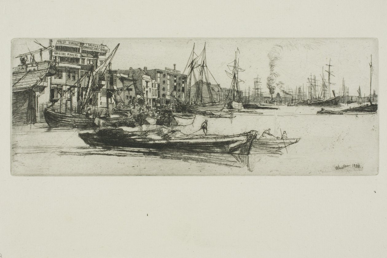 Temze raktárak alkotó: James Abbott McNeill Whistler