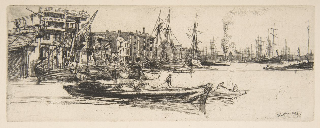 Thames raktárak alkotó: James McNeill Whistler