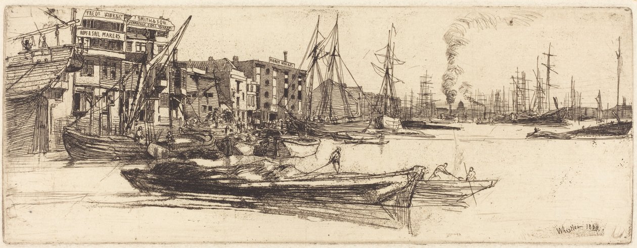 Thames raktárak alkotó: James McNeill Whistler