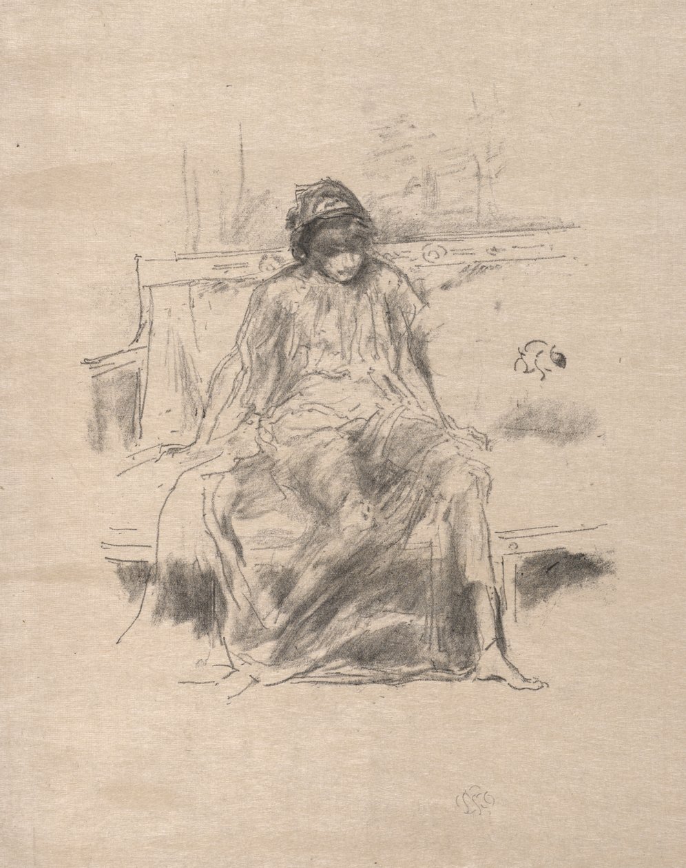 Az ülő, drapériával borított alak alkotó: James McNeill Whistler