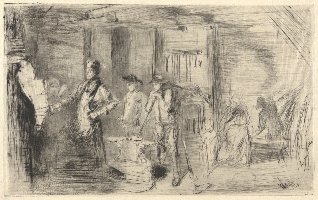 The Forge, a Temze díszletéből (Tizenhat rézkarc sorozat a Temzéről és más témákról) alkotó: James Abbott McNeill Whistler