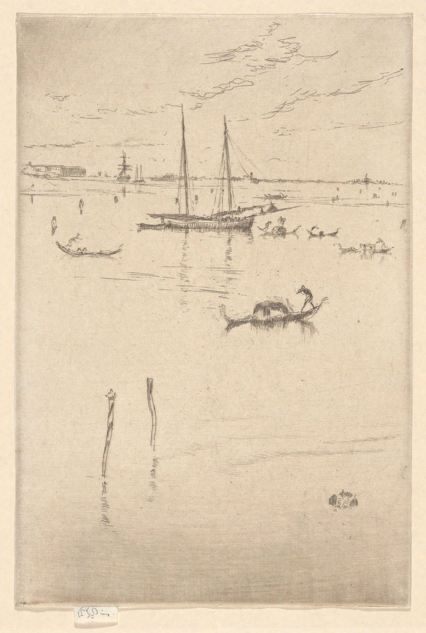 A kis lagúna, az Első velencei sorozatból (Velence, tizenkét rézkarcból álló sorozat) alkotó: James McNeill Whistler
