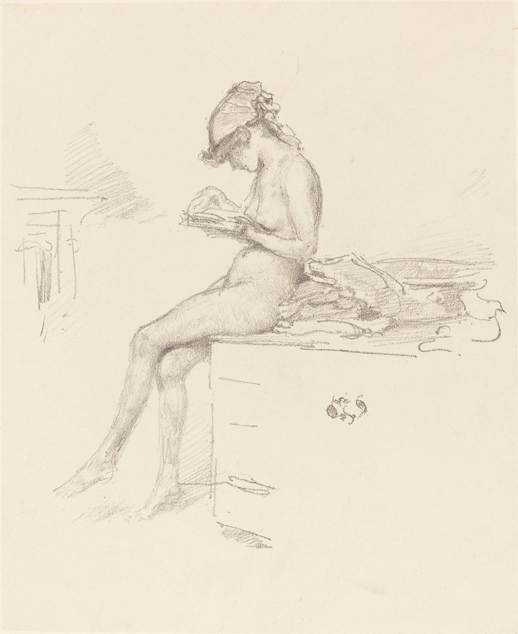 A kis aktmodell, olvasás alkotó: James Abbott McNeill Whistler