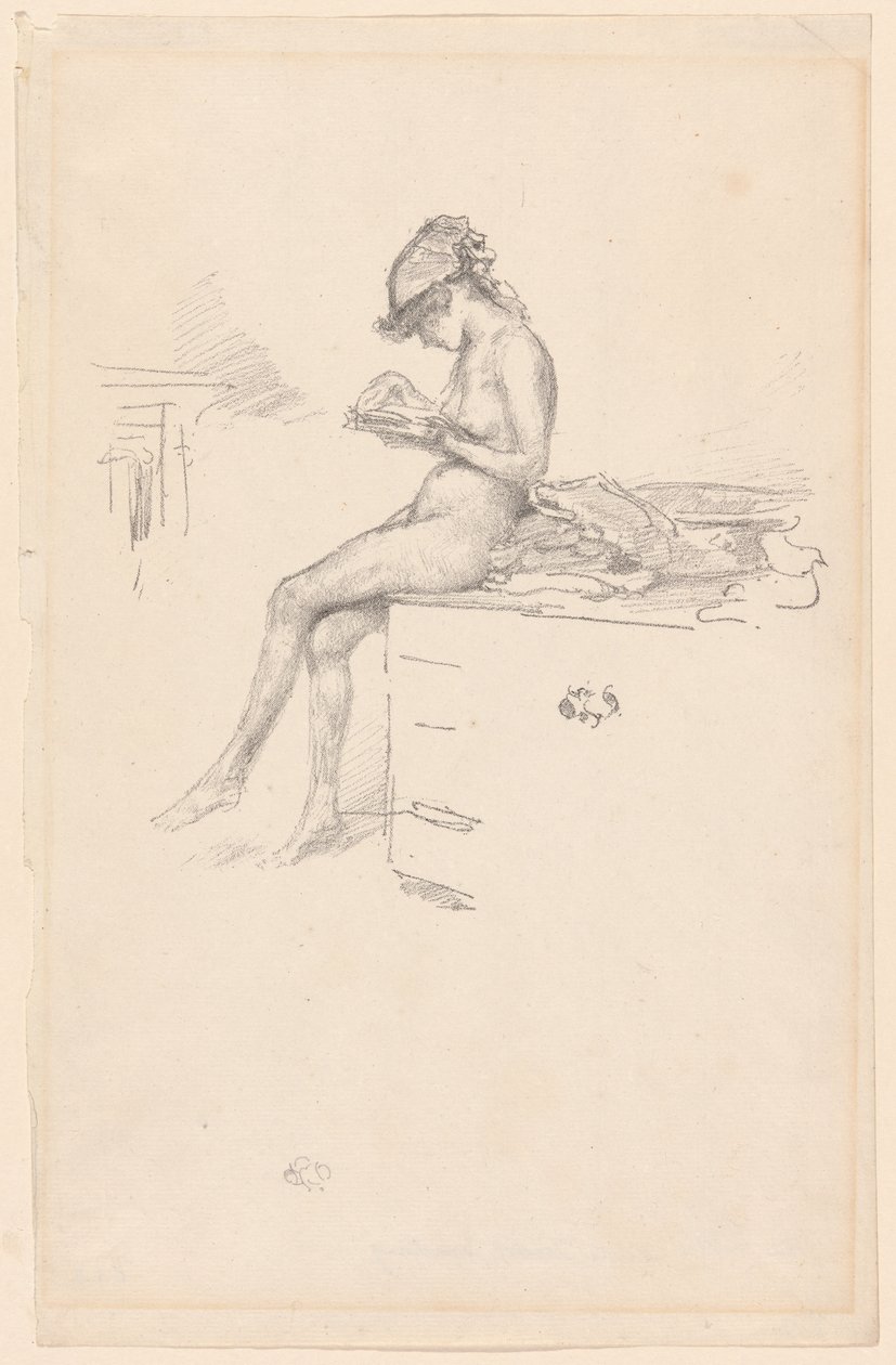 A kis aktmodell, olvasás alkotó: James Abbott McNeill Whistler