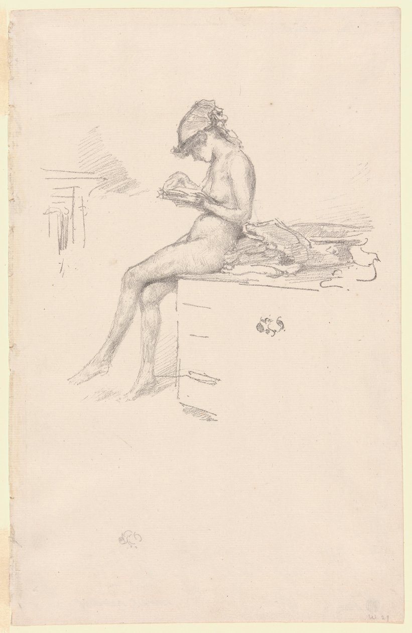 A kis aktmodell, olvasás alkotó: James Abbott McNeill Whistler