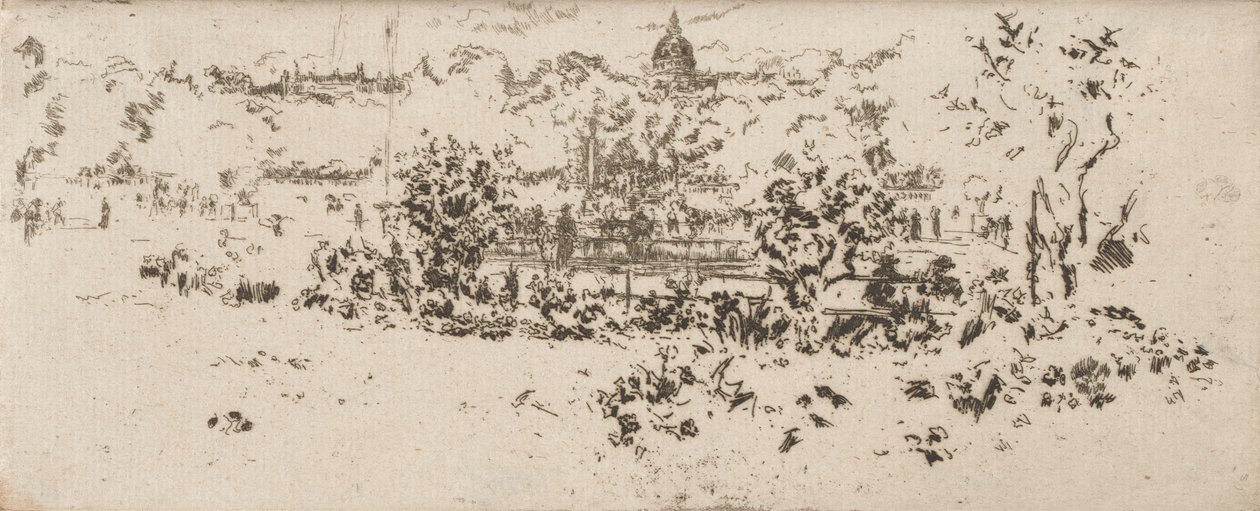 A Pantheon a teraszról, Luxembourg Gardens alkotó: James Abbott McNeill Whistler