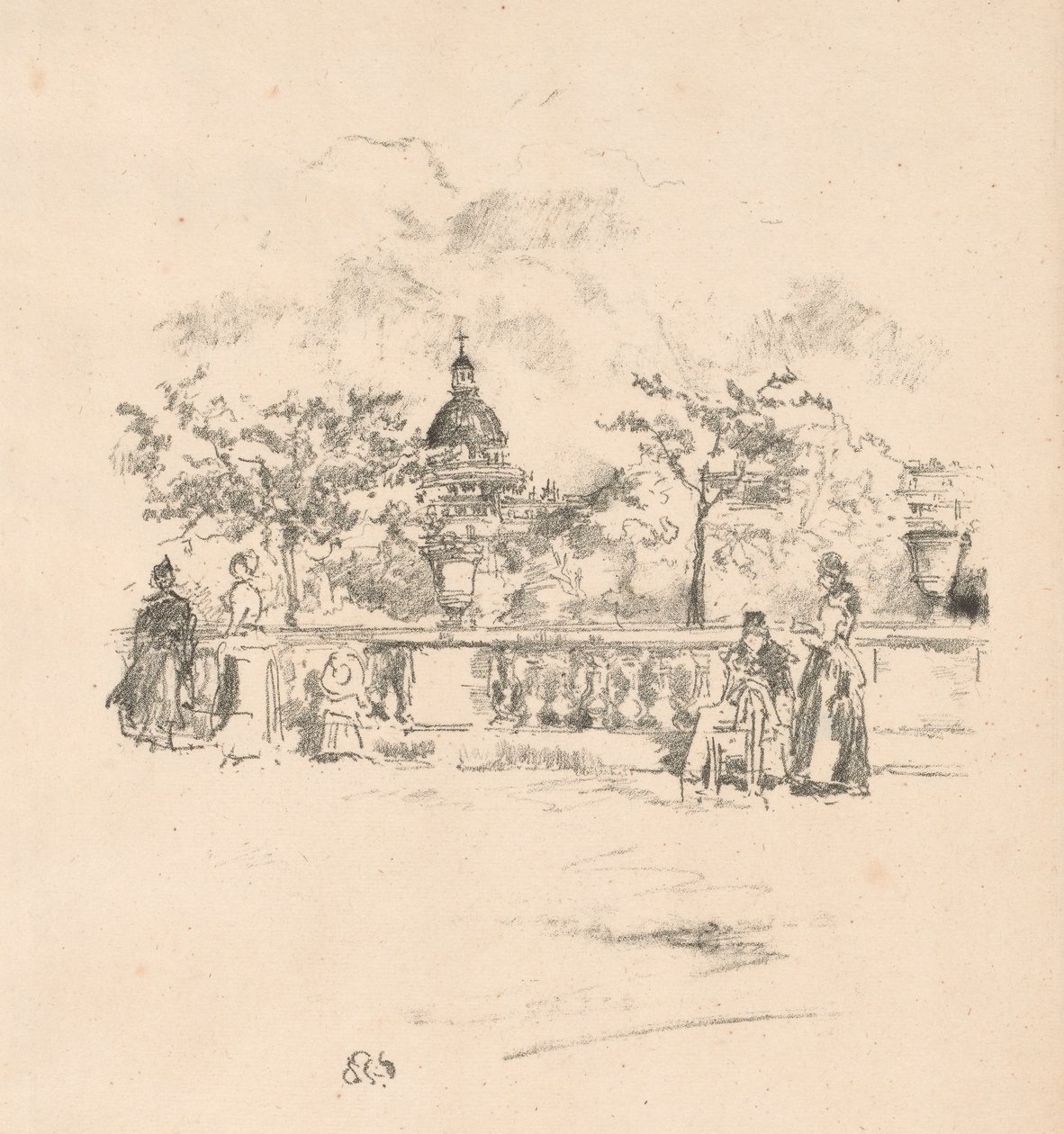 A Pantheon a Luxembourg-kert teraszáról alkotó: James Abbott McNeill Whistler