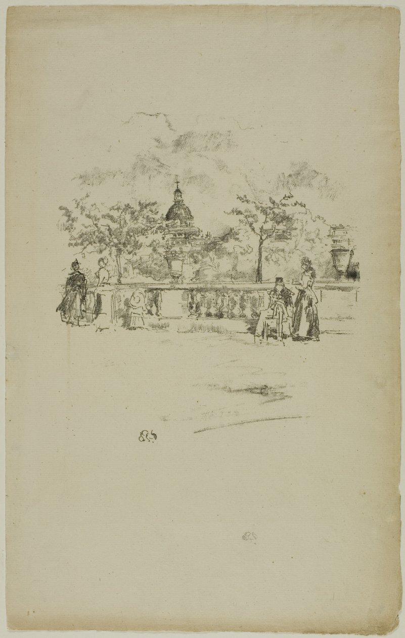 A Pantheon, a Luxembourg-kert teraszáról alkotó: James McNeill Whistler