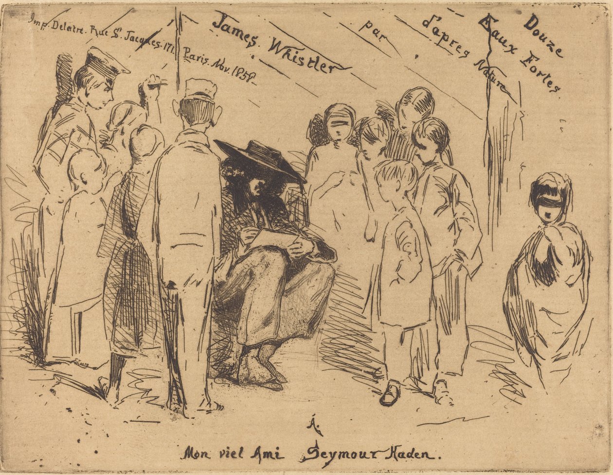 A "Tizenkét rézkarc a természetből" címlapja alkotó: James Abbott McNeill Whistler