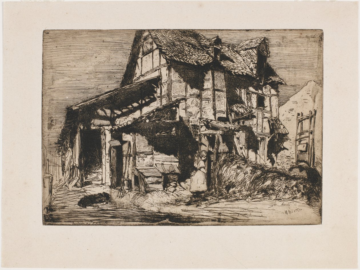 A nem biztonságos bérház. A tizenkét rézkarc egyike a természetből (A francia díszlet) alkotó: James Abbott McNeill Whistler