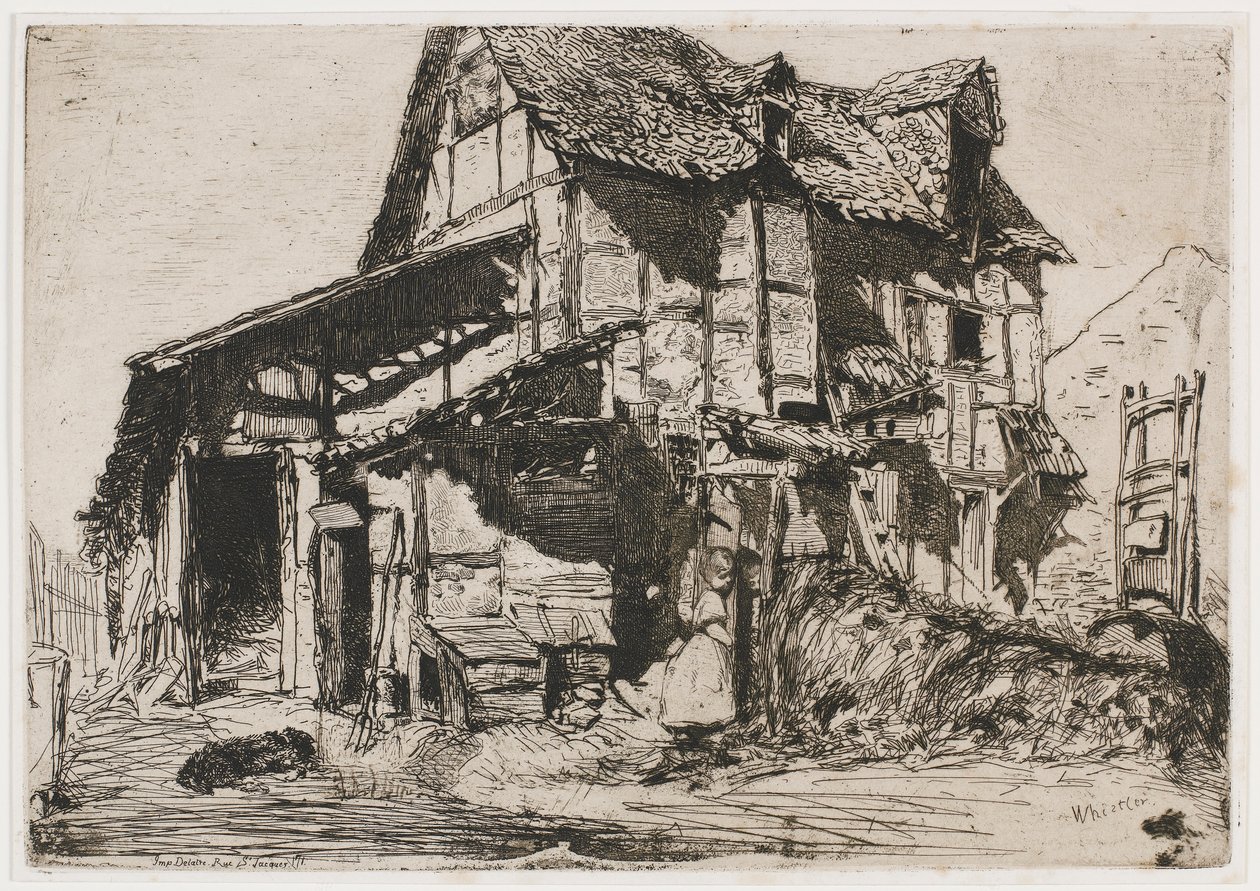A nem biztonságos bérház. A tizenkét rézkarc egyike a természetből (A francia díszlet) alkotó: James Abbott McNeill Whistler