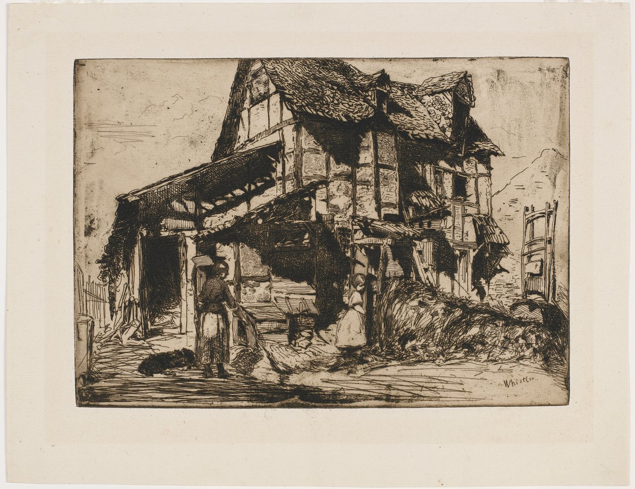 A nem biztonságos bérház. A tizenkét rézkarc egyike a természetből. (A francia díszlet) alkotó: James Abbott McNeill Whistler