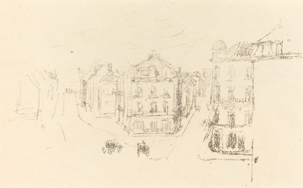 Próbavázlat: Grand Rue, Dieppe alkotó: James Abbott McNeill Whistler
