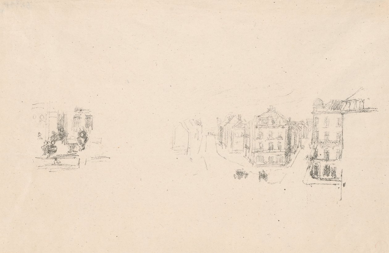 Két próbavázlat: A. Grand Rue, Dieppe; B. Egy belső alkotó: James Abbott McNeill Whistler