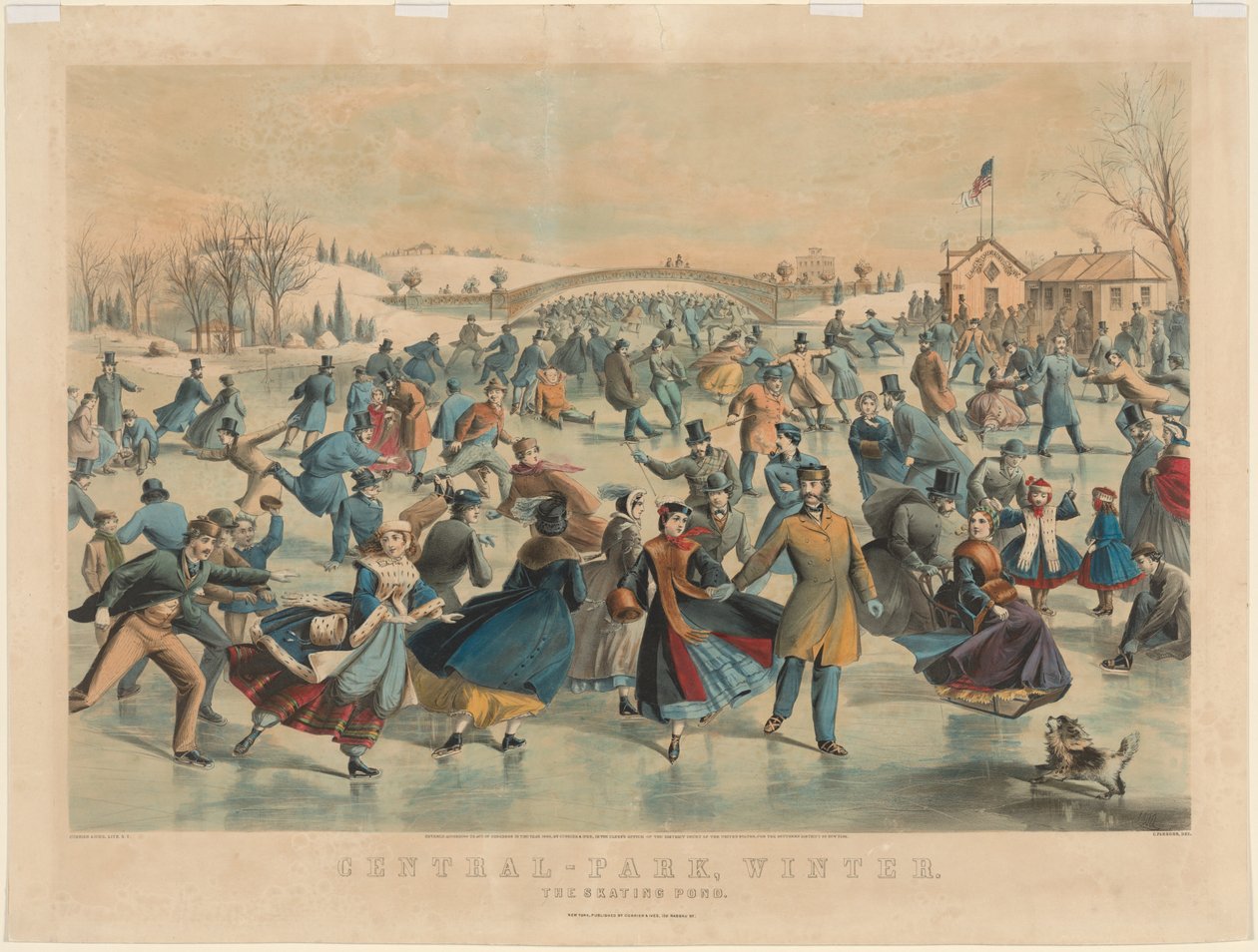 Central Park, tél: A korcsolyázó tó alkotó: James Merritt Ives