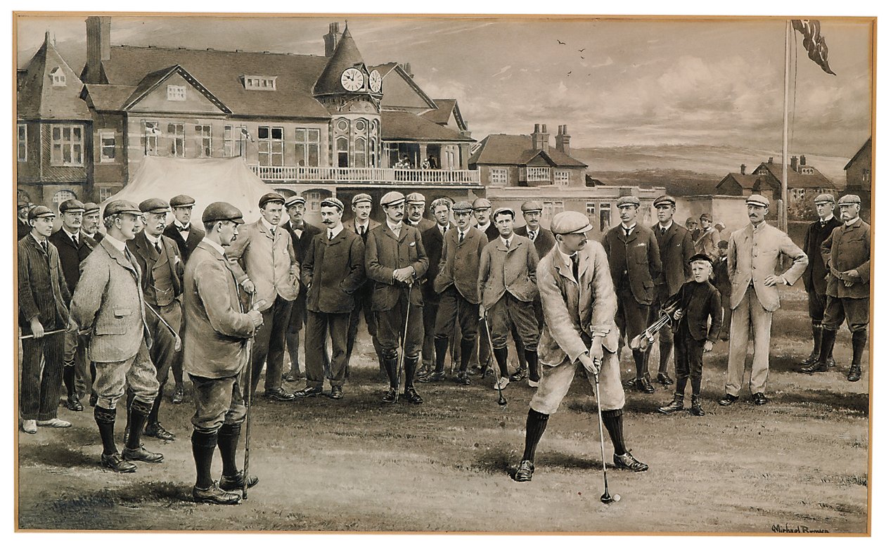 Az 1902-es nemzetközi golfmérkőzés (ceruza és szürke mosás papíron) (lásd még: 2413665) alkotó: James Michael Brown