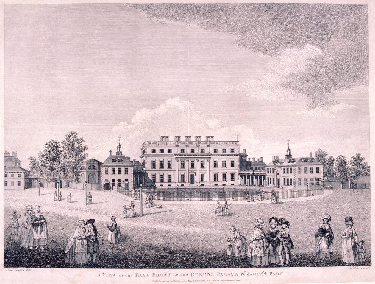 A Buckingham House keleti frontja, Westminster, London, 1796 alkotó: James Miller