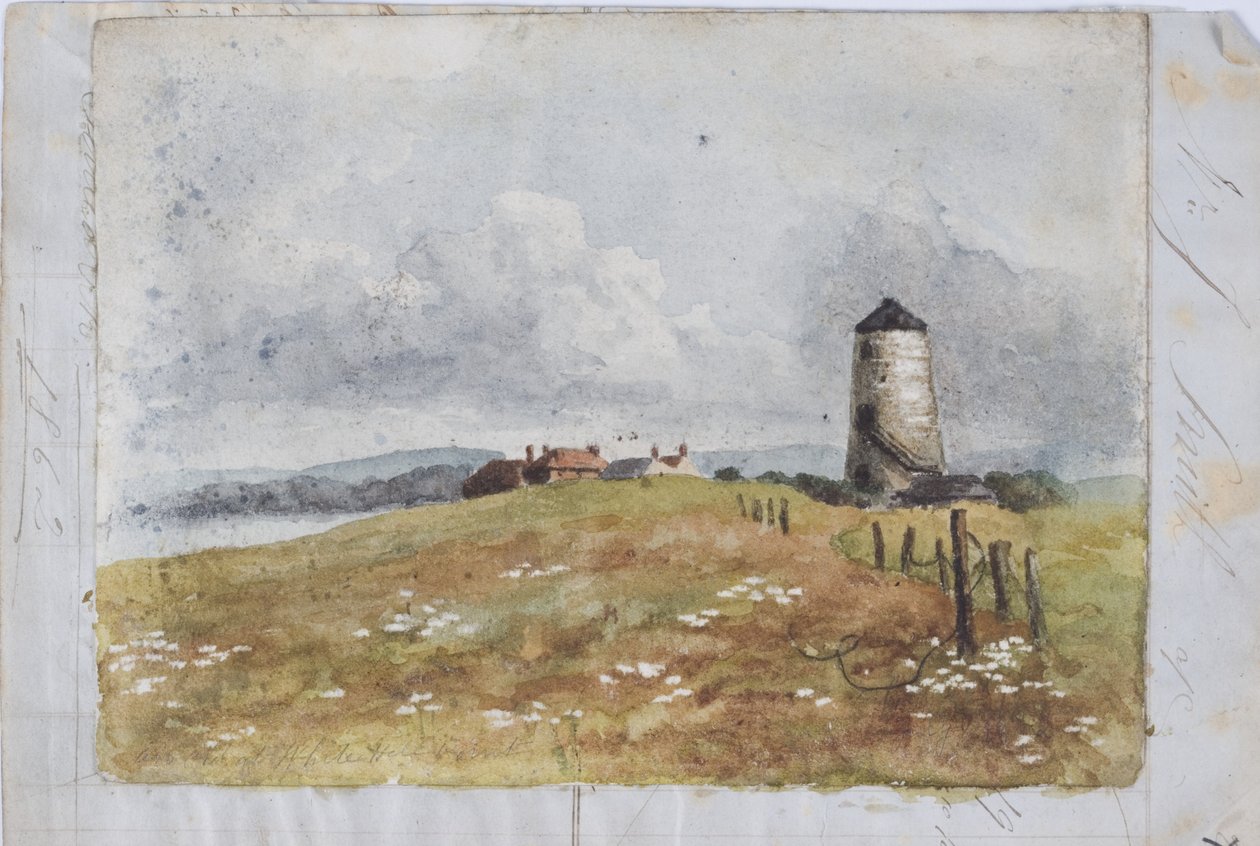 Régi malom a White Hill Pointban (akvarell és ceruza) alkotó: James Miller Brown