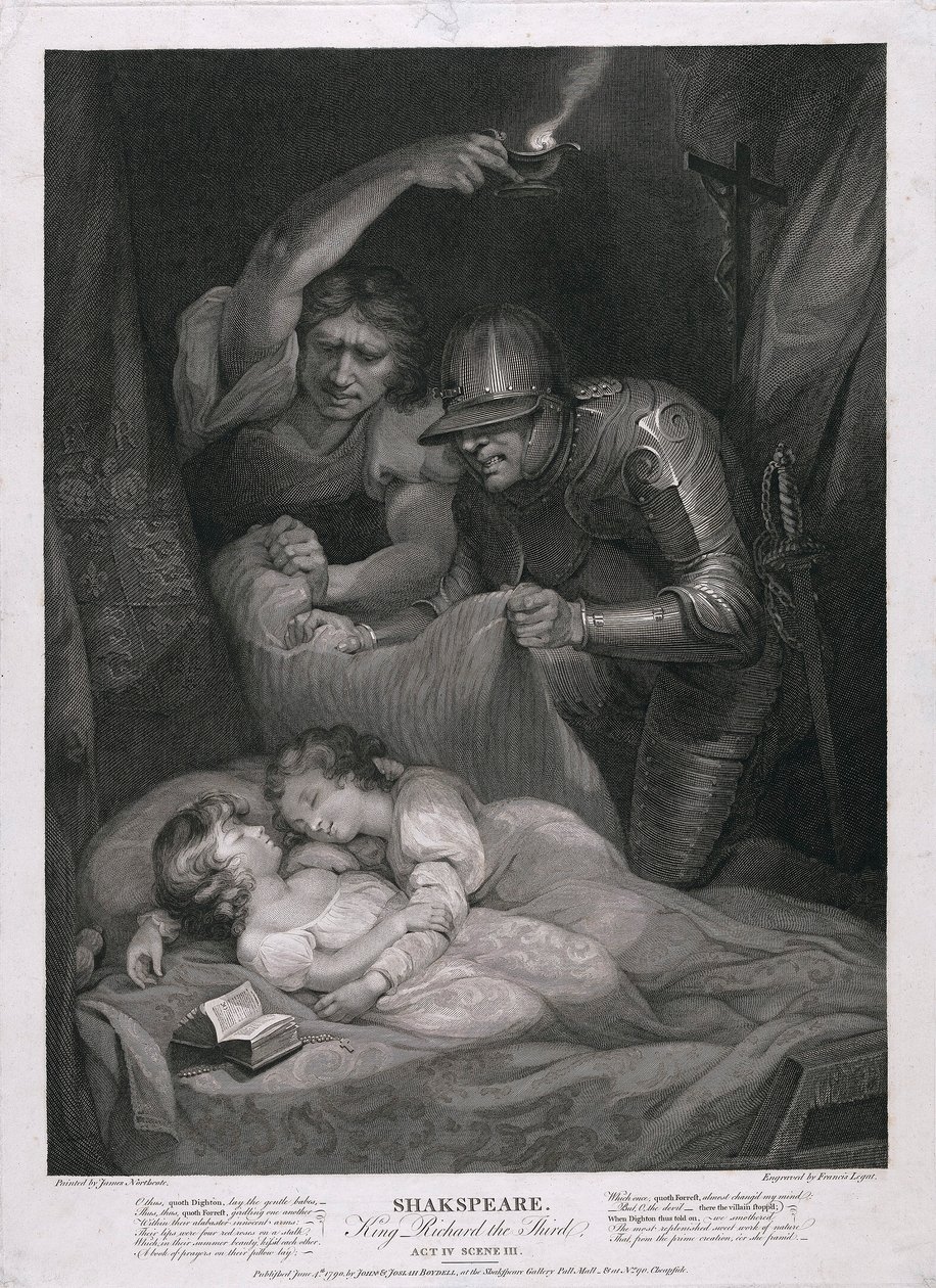 Harmadik Richárd király: IV. felvonás, III. jelenet A hercegek meggyilkolása a Tower kocsmában. 1790. alkotó: James Northcote