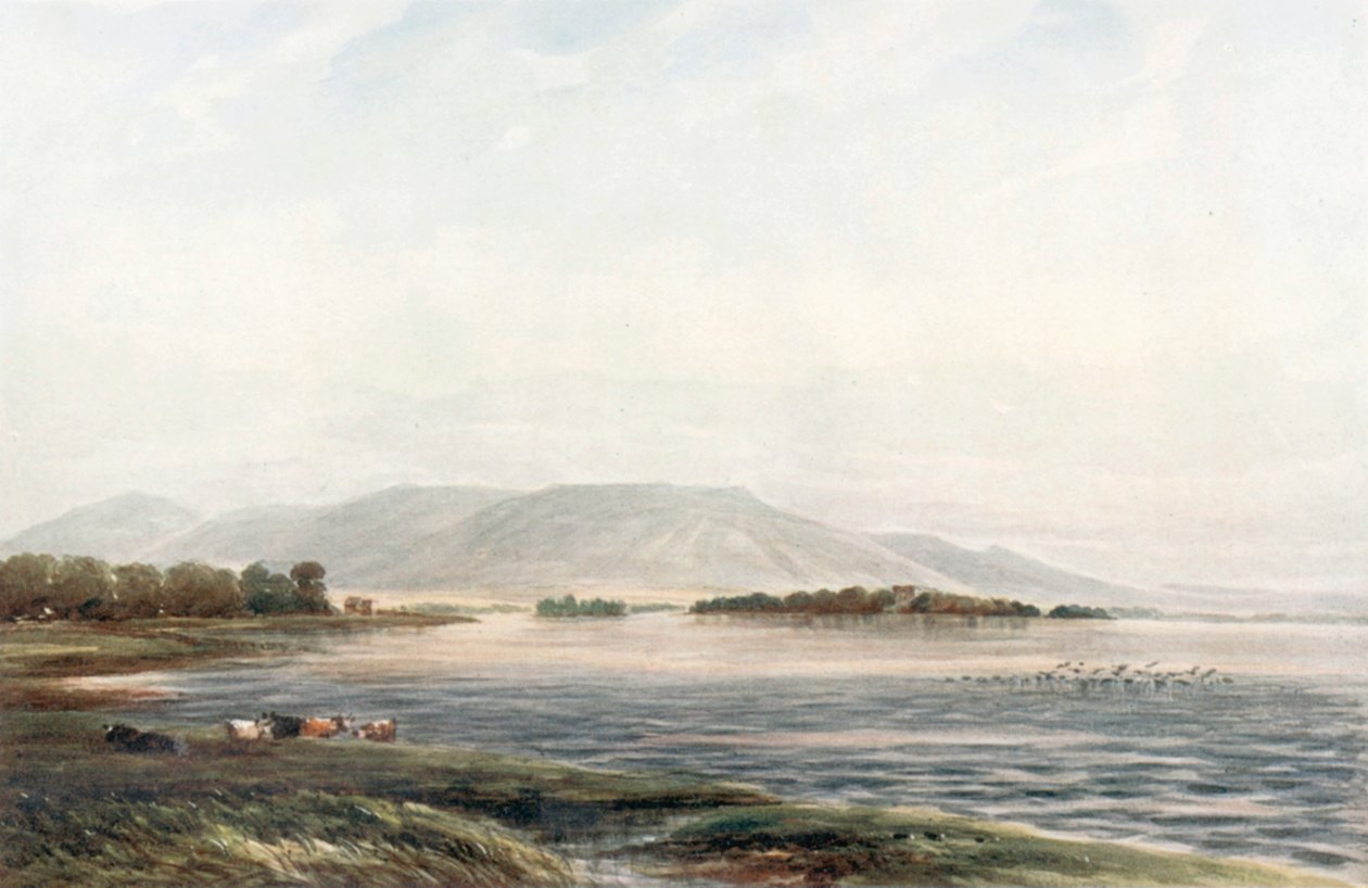 "Lochleven Castle" (színes litográfia) alkotó: James Orrock