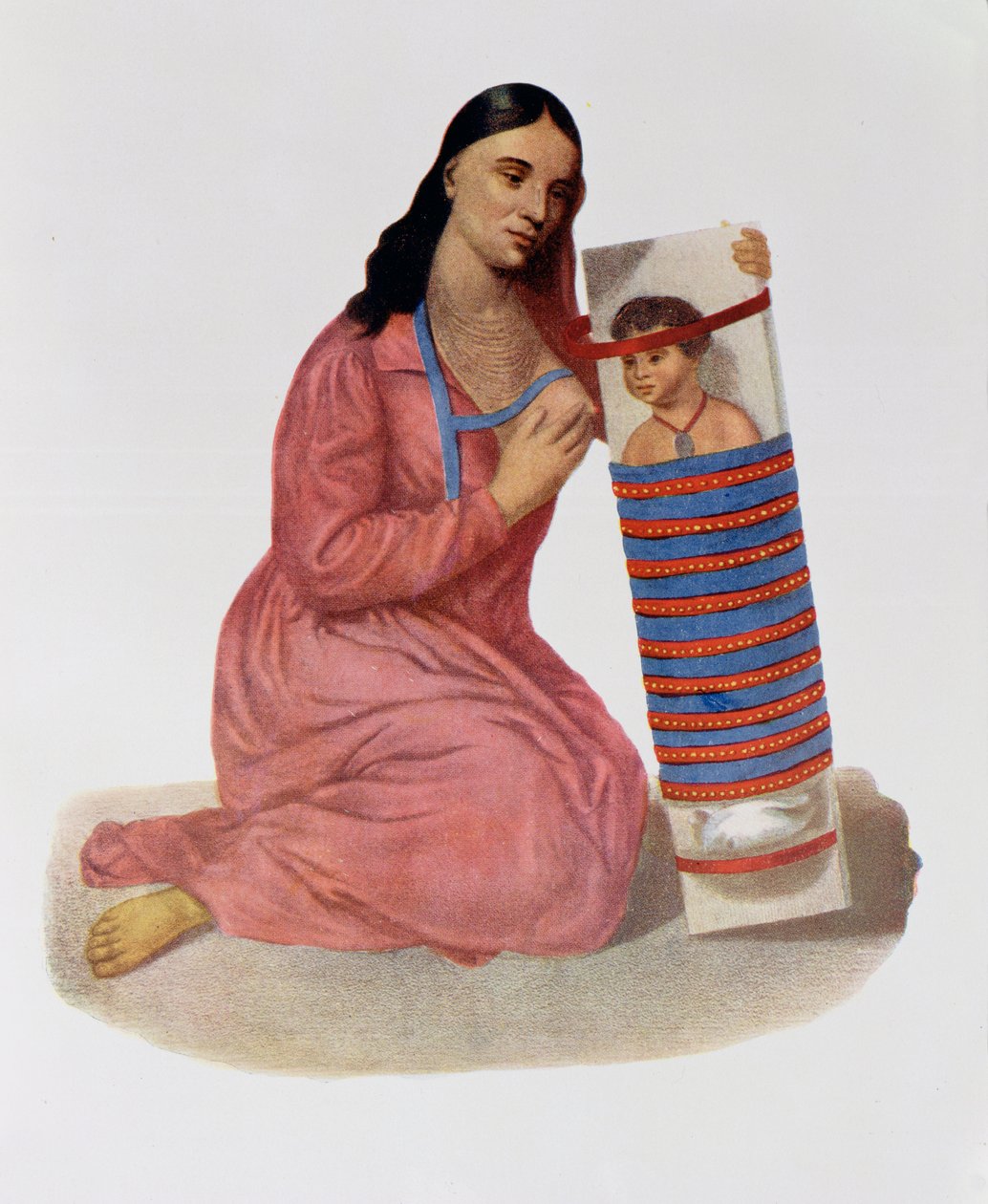 Chippeway anya és gyermeke, 1826, illusztráció az „Észak-Amerikai indián törzsek 1. kötetéből”, Thomas L. McKenney és James Hall, pub, John Grant alkotó: James Otto Lewis