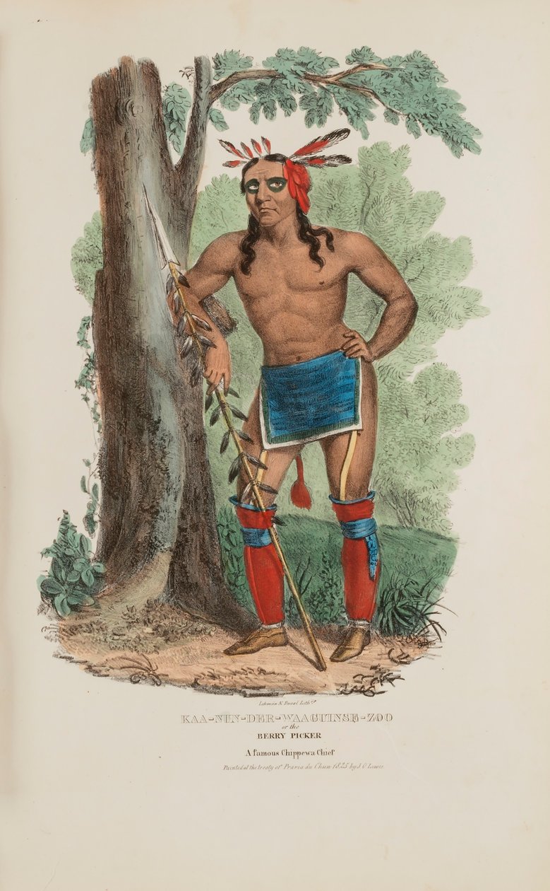 KAA-NUN-DER-WAAGUINSE-ZOO vagy a bogyószedő; egy híres chippewa törzsfőnök, az Aboriginal Portfólióból alkotó: James Otto Lewis