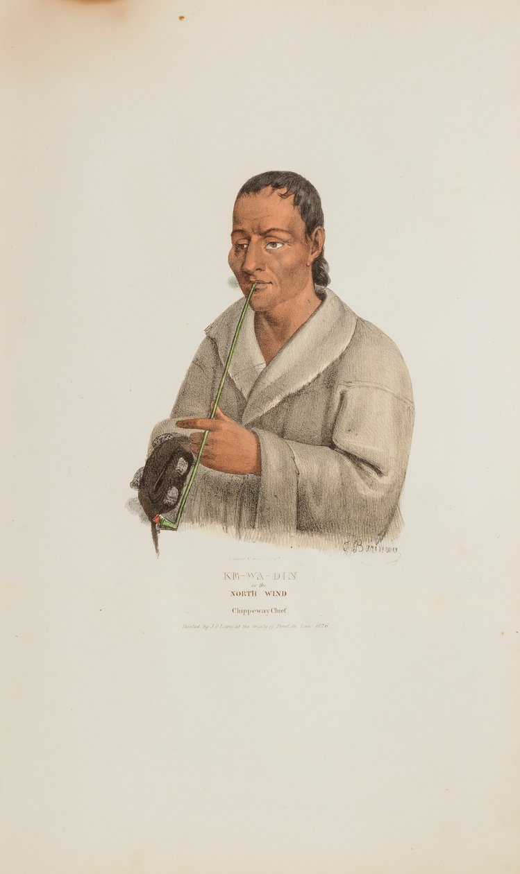 KE-WA-DIN vagy az északi szél; A Chippeway Chief, az Aboriginal Portfolio című kötetből alkotó: James Otto Lewis