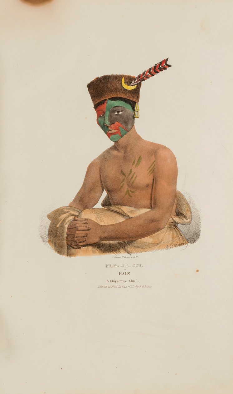 KEE-ME-ONE vagy Rain; A Chippeway Chief, a The Aboriginal Portfólióból alkotó: James Otto Lewis