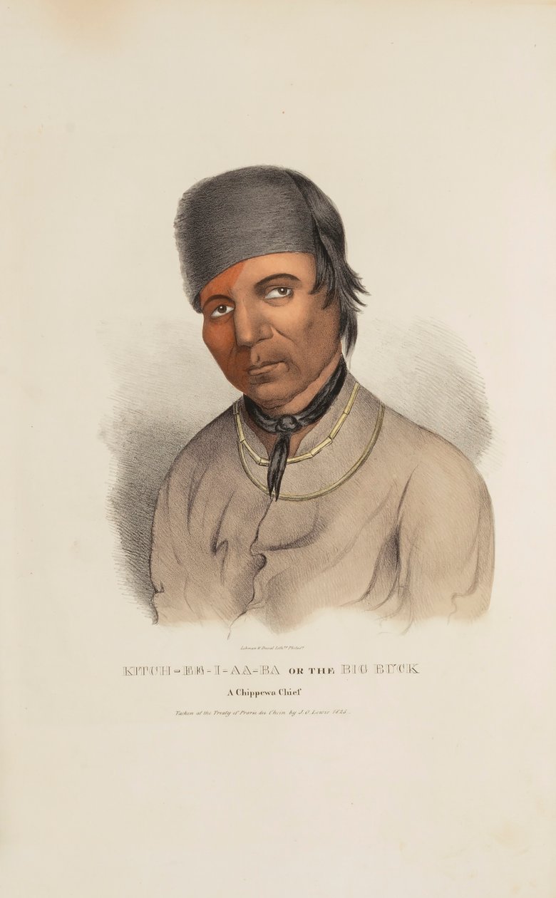 KITCH-EE-I-I-AA-BA vagy a Nagy Bika; A Chippewa főnök, az Aboriginal Portfólióból alkotó: James Otto Lewis