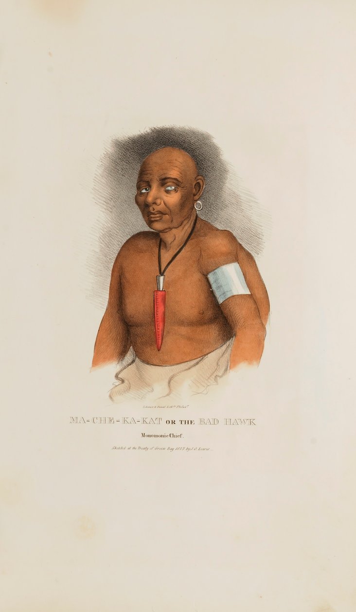 MA-CHE-KA-KAT vagy a Rossz Sólyom; A Monomonie főnök, az Aboriginal Portfólióból alkotó: James Otto Lewis