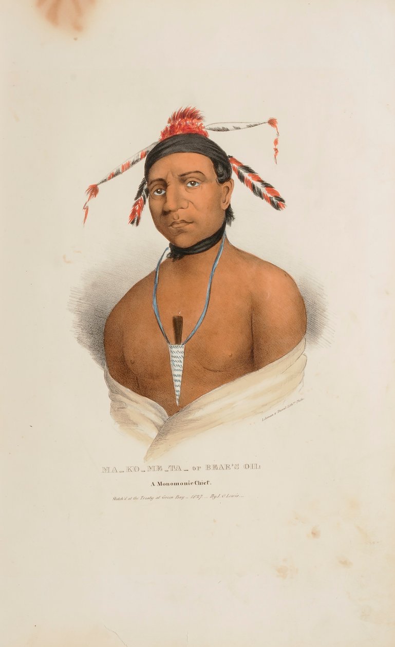 MA-KO-ME-TA vagy a Medve Olaj; A Monomonie Chief, az Aboriginal Portfólióból alkotó: James Otto Lewis