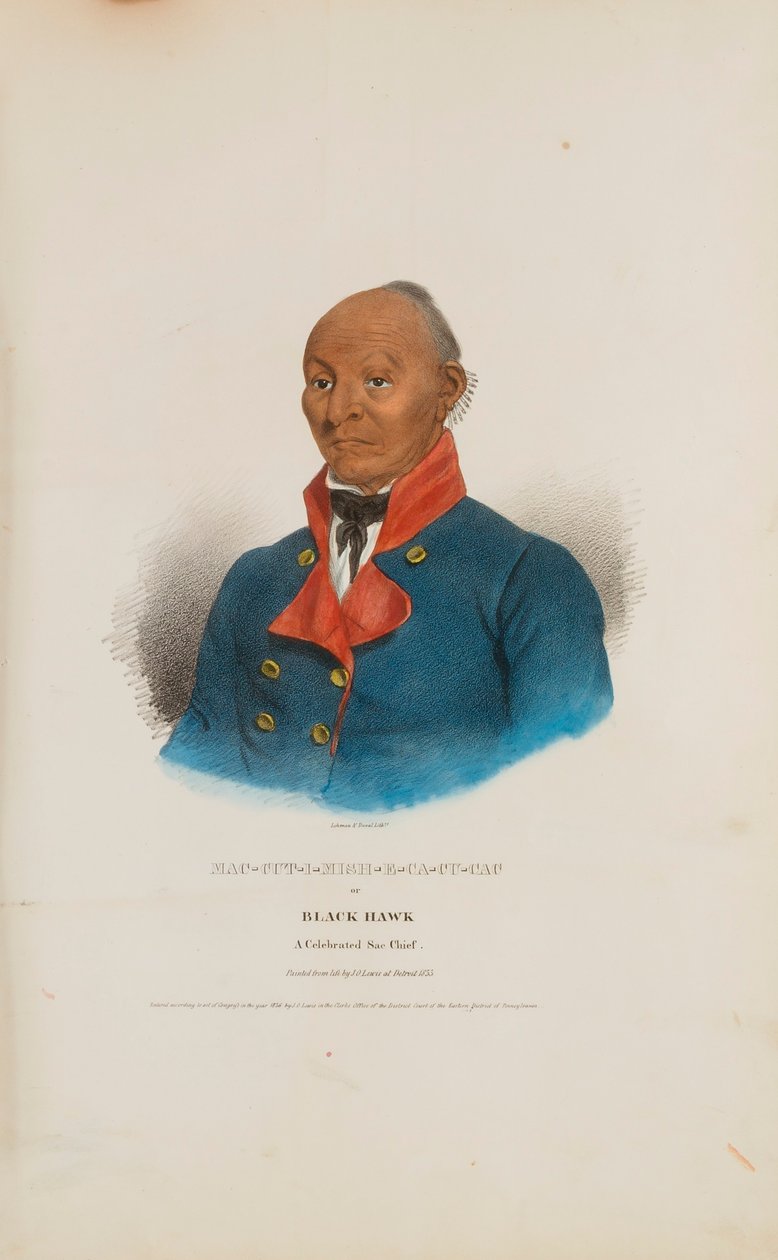 MAC-CUT-I-MISH-E-CA-CU-CAC vagy Black Hawk; A Celebrated Sac Chief, a The Aboriginal Portfólióból alkotó: James Otto Lewis