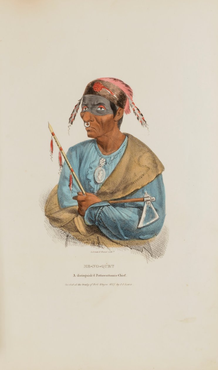 ME-NO-QUET; A Distinguished Pottowattomie Chief, a The Aboriginal Portfólióból alkotó: James Otto Lewis