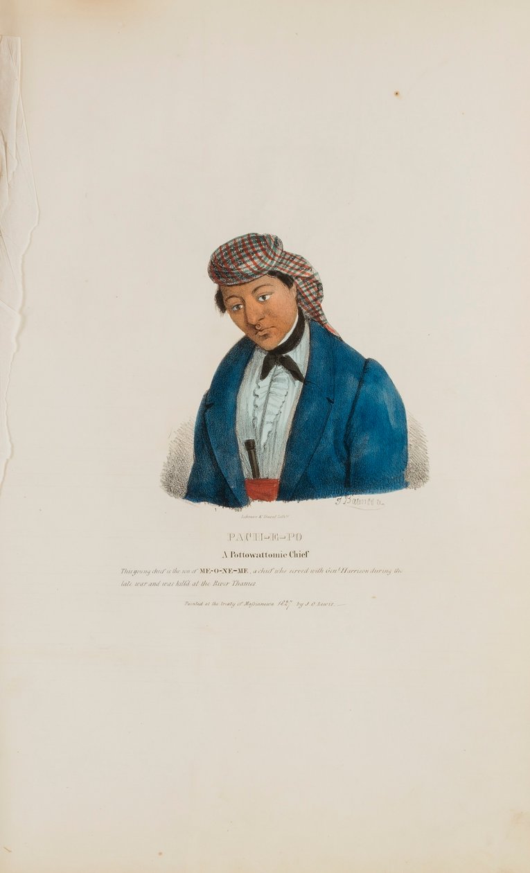 PACHE-E-PO; A Pottowattomie Chief, az Aboriginal Portfólióból alkotó: James Otto Lewis