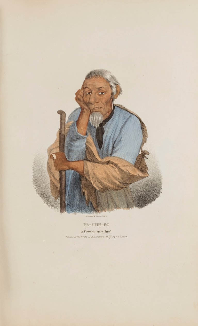 PE-CHE-CO; A Pottowattomie Chief, az Aboriginal Portfólióból alkotó: James Otto Lewis