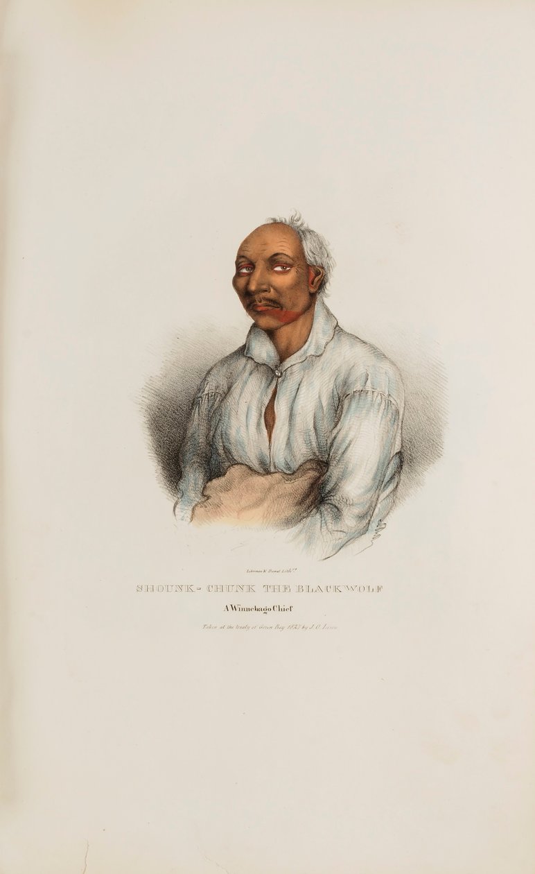SHOUNK-CHUNK a Fekete Farkas; A Winnebago főnök, az Aboriginal Portfólióból alkotó: James Otto Lewis