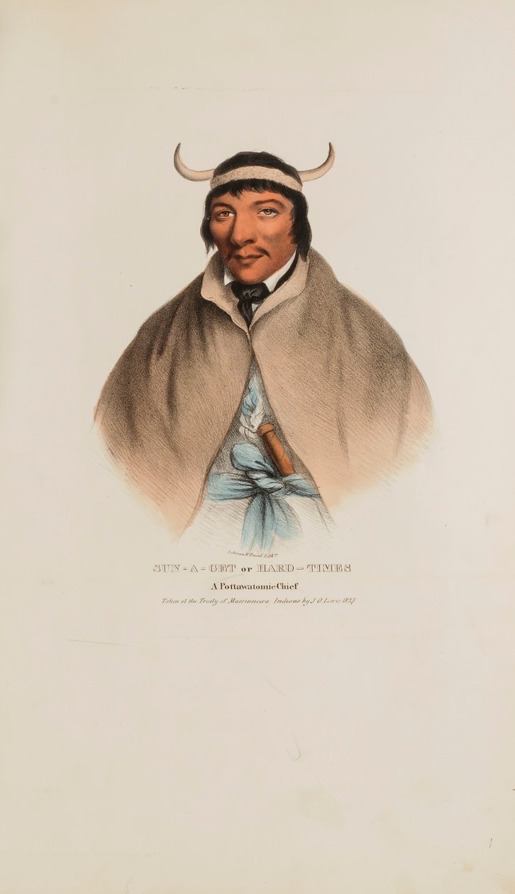 SUN-A-GET avagy nehéz idők; A Pottawatomie Chief, a The Aboriginal Portfólióból alkotó: James Otto Lewis