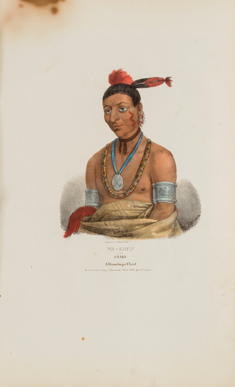WA-KAUN vagy a Kígyó; A Winnebago főnök, az Aboriginal Portfólióból alkotó: James Otto Lewis