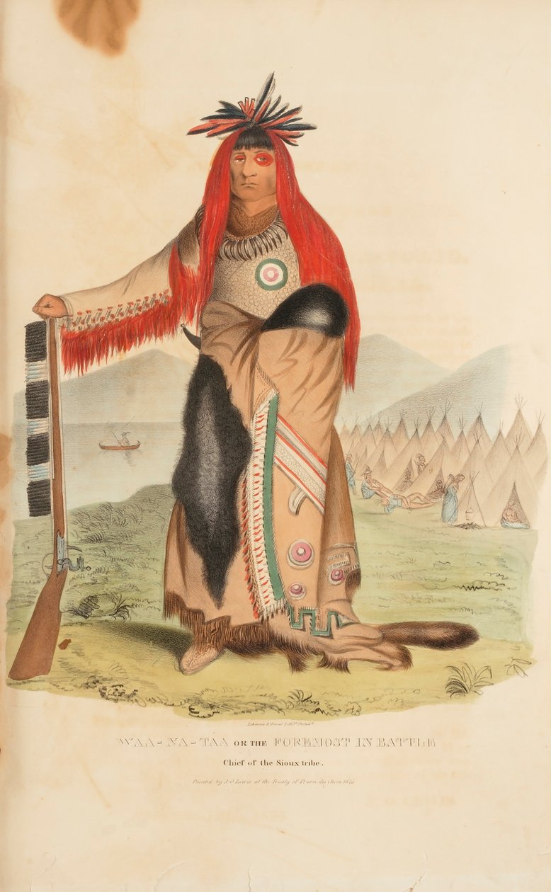 WAA-NA-TAA vagy a harcban az első; a sziú törzs főnöke, a The Aboriginal Portfólióból alkotó: James Otto Lewis