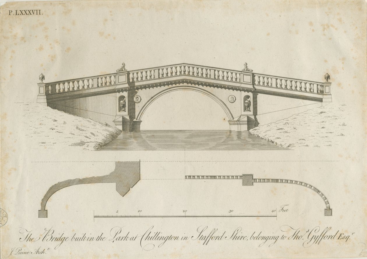 Chillington Park – Bridge: metszet, nd [c 1789] (nyomtatás) alkotó: James Paine