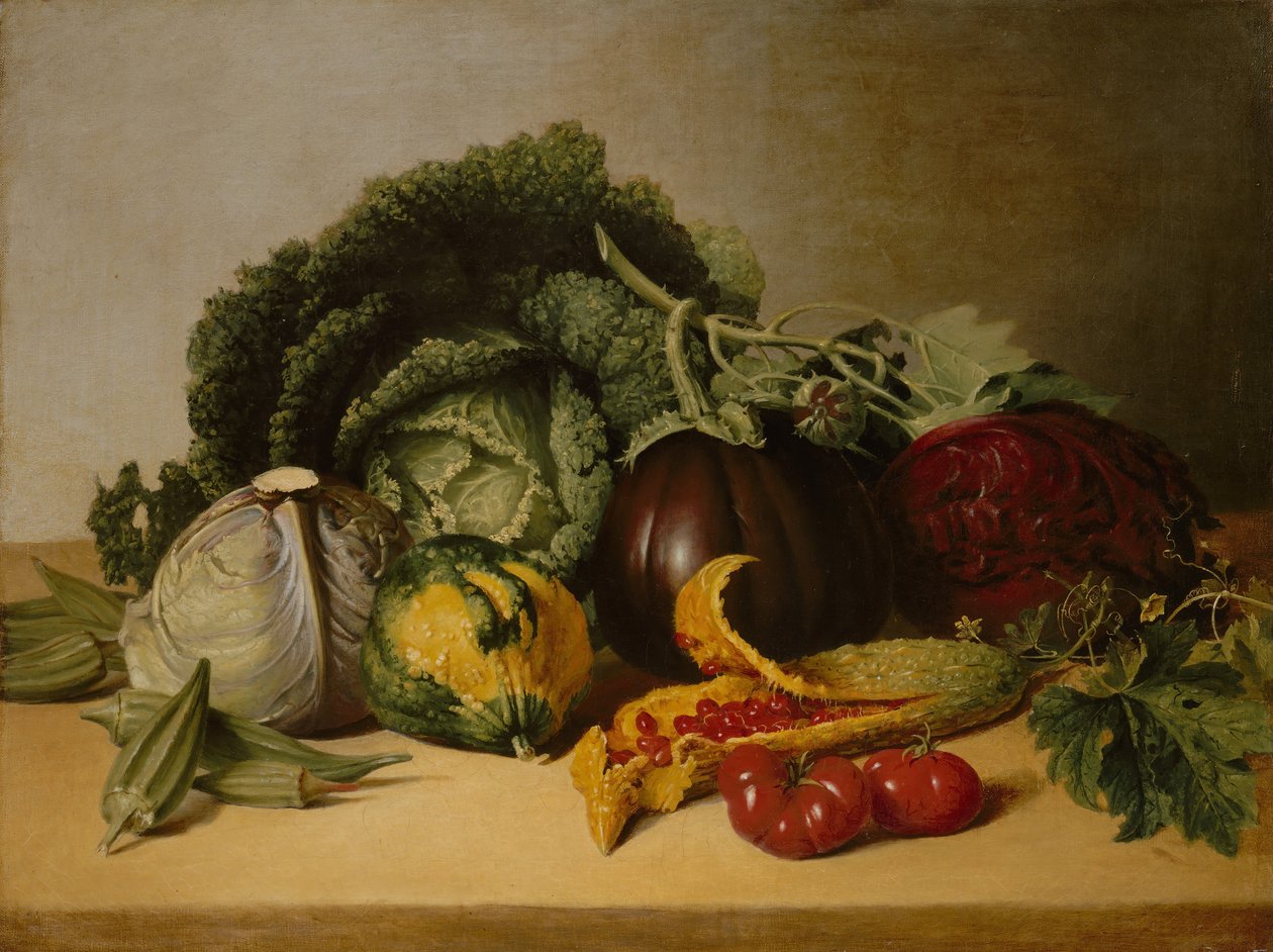 Csendélet: Balzsam alma és zöldségek, kb. 1820-as évek. alkotó: James Peale