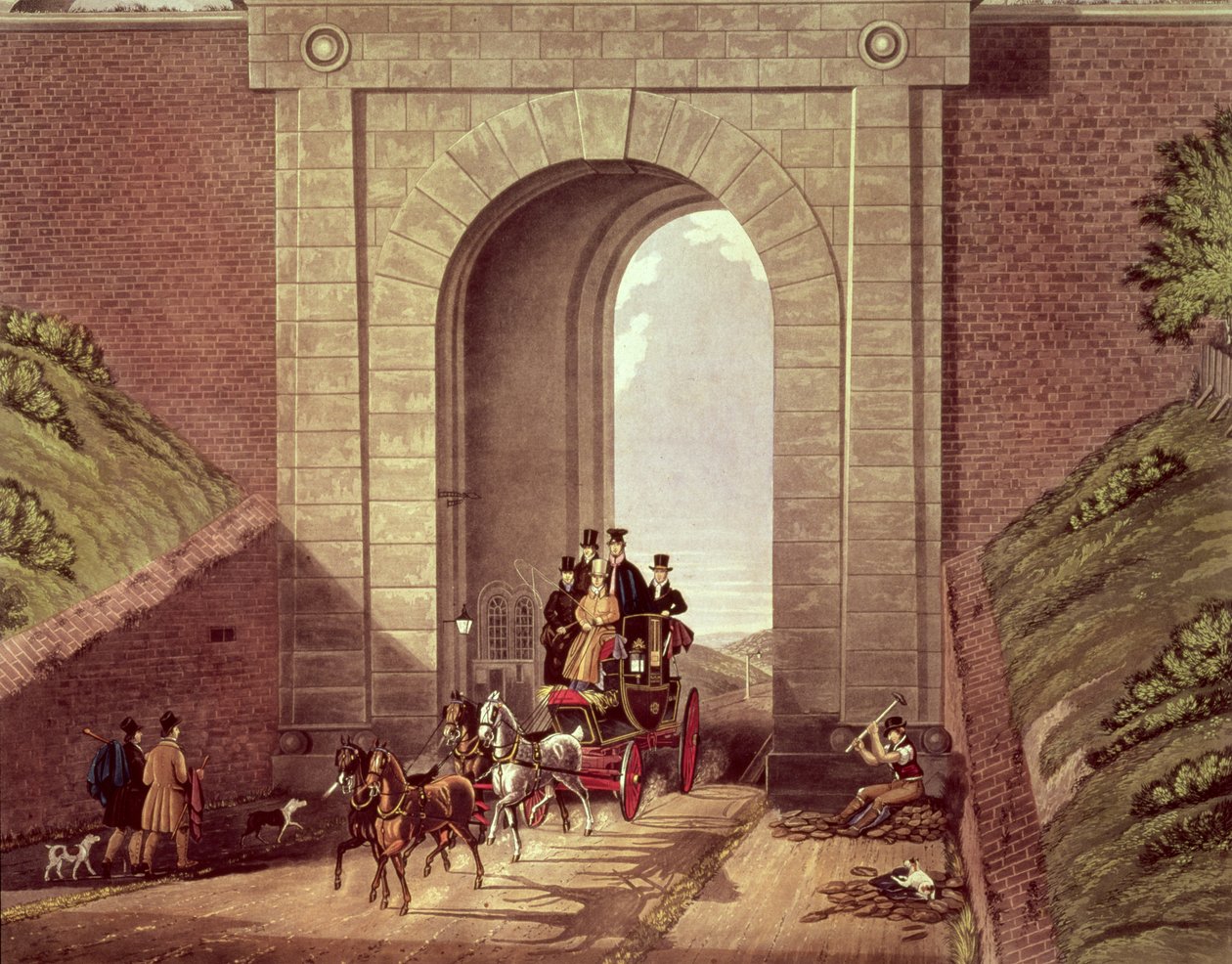 Highgate alagút, George Hunt metszete, 1830 körül. alkotó: James Pollard
