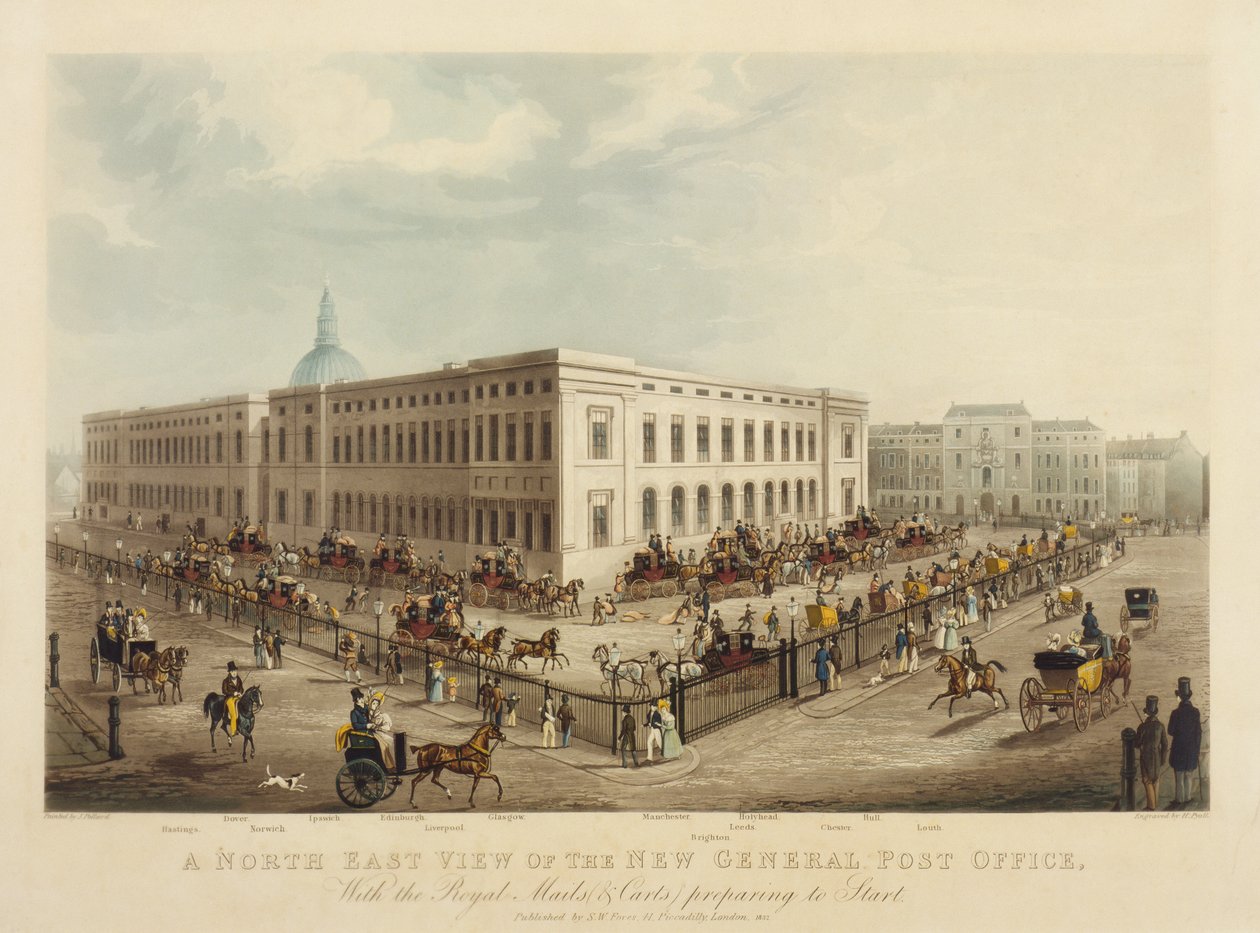 Az új főposta északkeleti nézete, 1829 alkotó: James Pollard