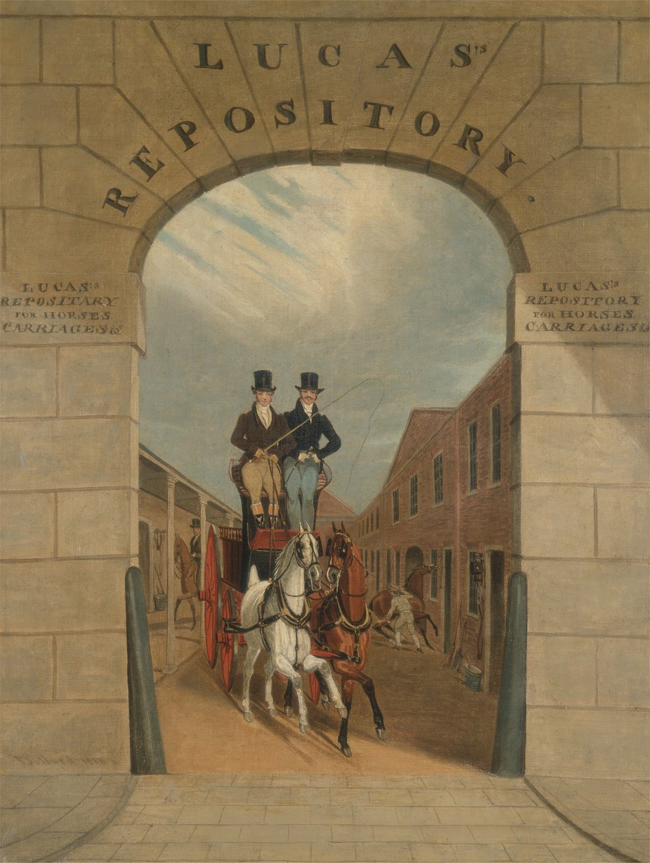 Egy fékpár oktatása a Lucass Yardban, Clerkenwellben alkotó: James Pollard