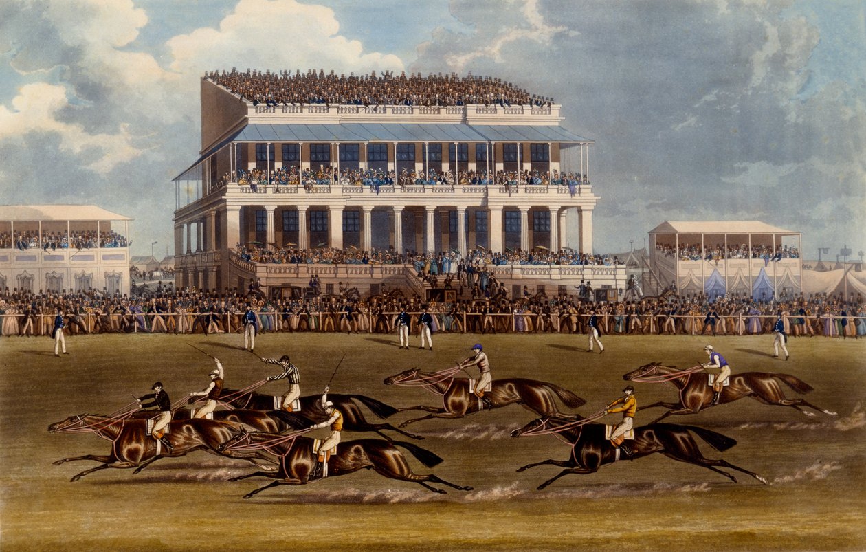 The Grand Stand at Epsom Races, Charles Hunt nyomat, 1836 (akvatinta) alkotó: James Pollard