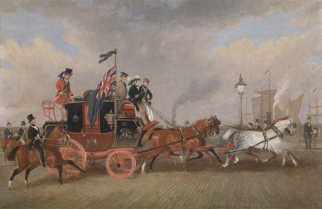 "The Last of the Mail Coaches": Edinburgh-London királyi posta Newcastle-upon-Tyne-ben, 1847. július 5. alkotó: James Pollard