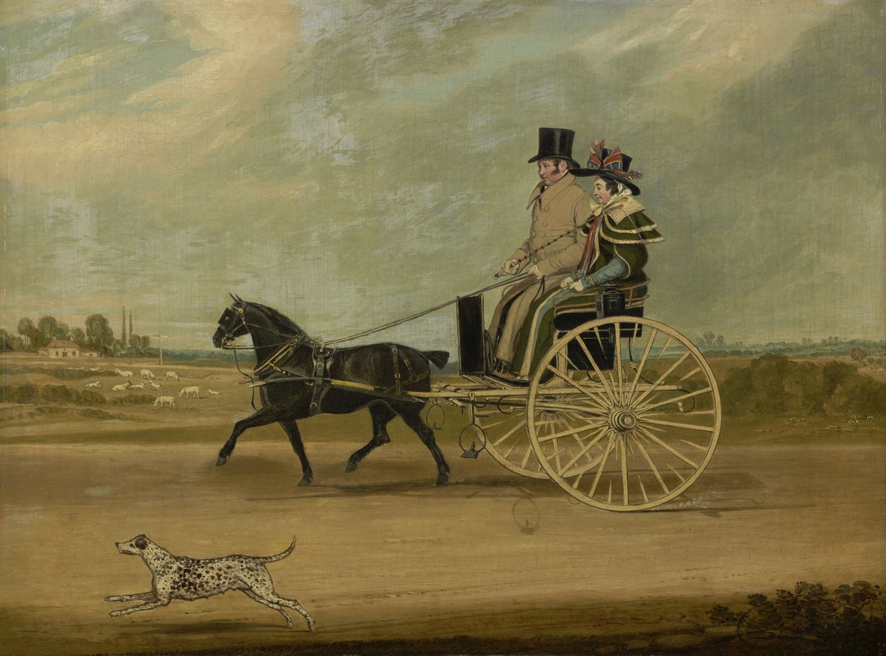 Tom Thumb Peter Brownnal és feleségével egy koncerten, 1828 alkotó: James Pollard