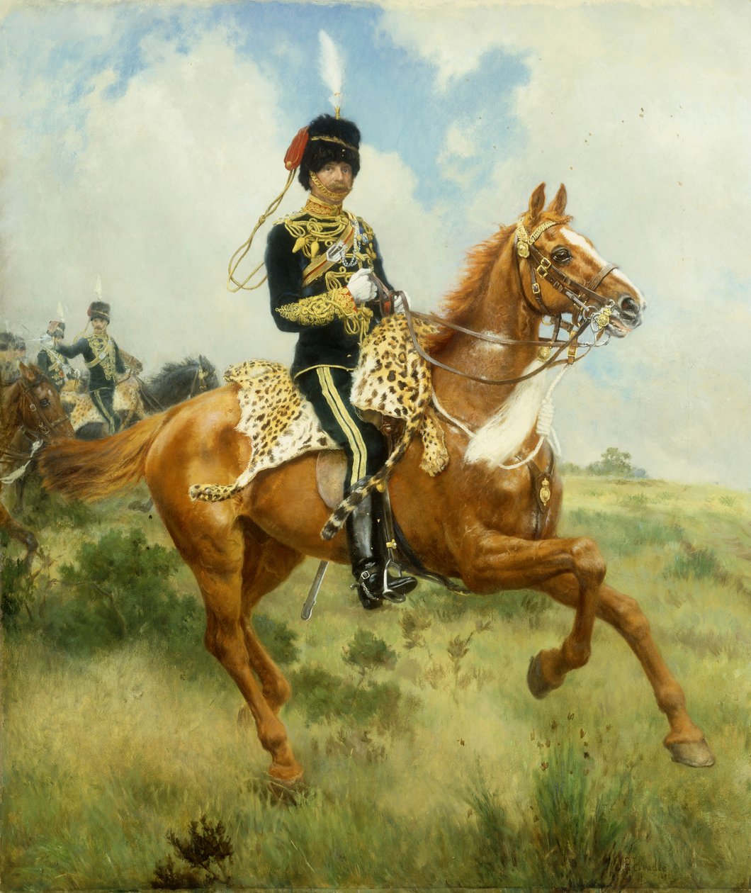 A.G. Lucas ezredes, a Suffolk Yeomanry portréja lóháton alkotó: James Prinsep Beadle