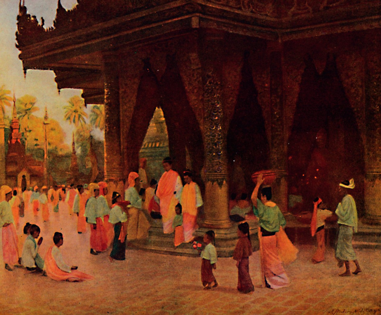 Imádók Gautama szentélyében, 1913 alkotó: James Raeburn Middleton