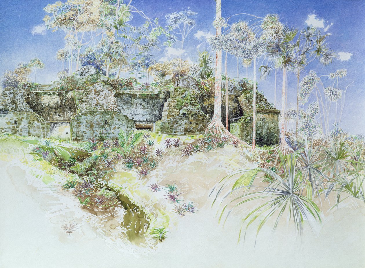 Romos templom, Tikal, Guatemala, 1984 (wc papíron) alkotó: James Reeve